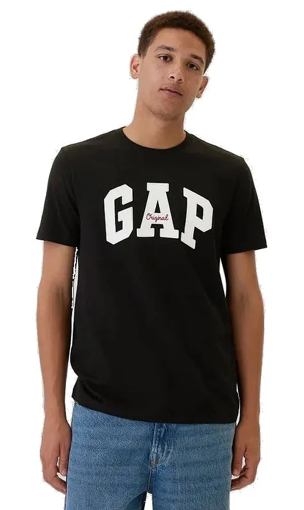 T-Shirt GAP V-Frch Everyday Soft Original Arch - True Black - men´s