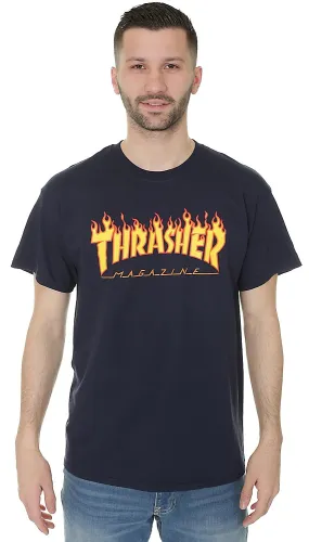 T-shirt Thrasher Flame Logo - Navy Blue