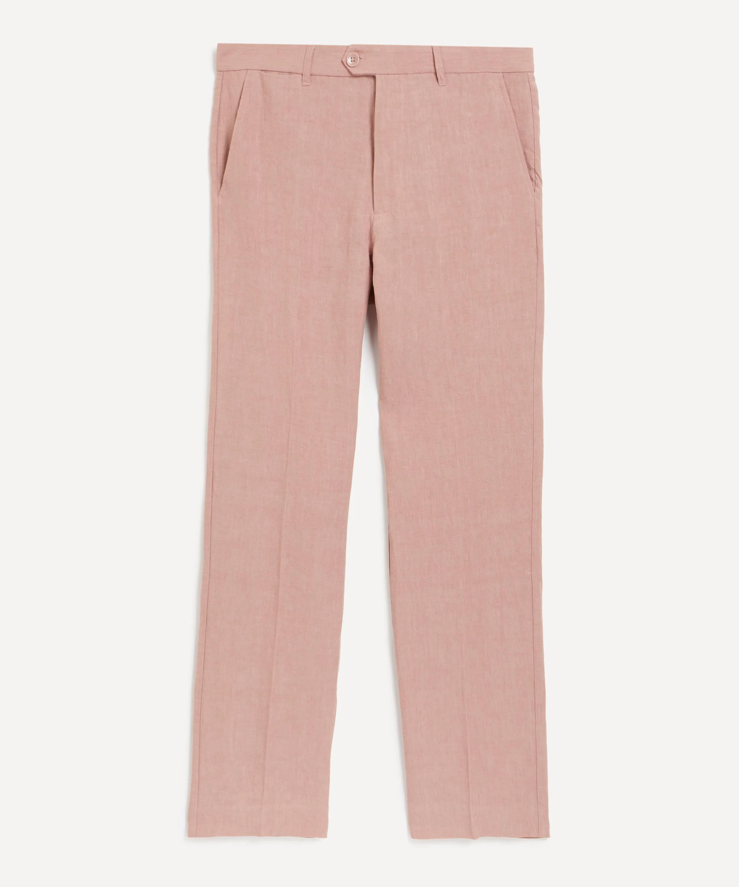 Tailored Linen Trousers in Salmon Pink 