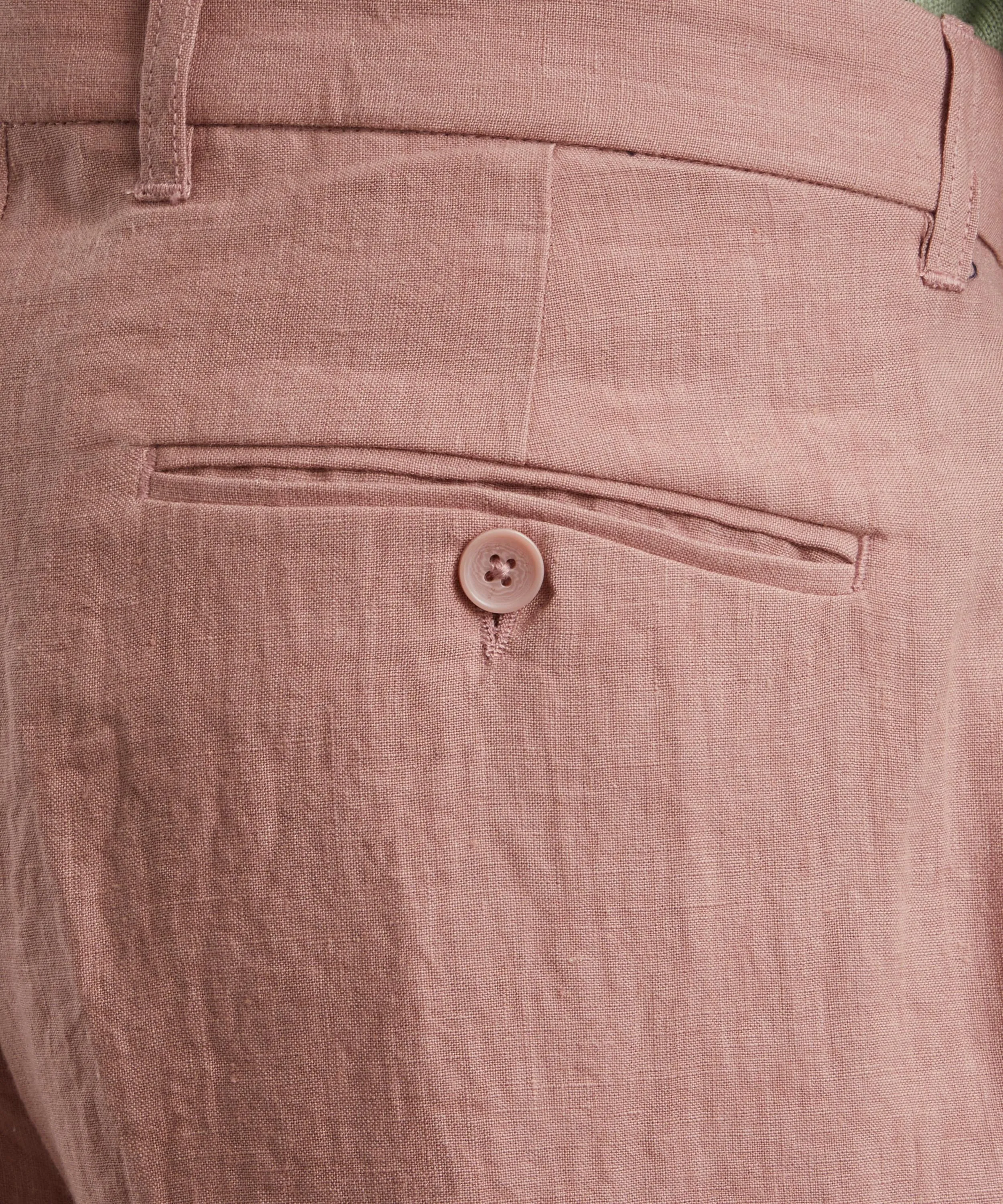 Tailored Linen Trousers in Salmon Pink 