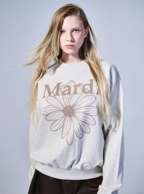 Taupe Sweatshirt with Flower Design in Oatmeal Color