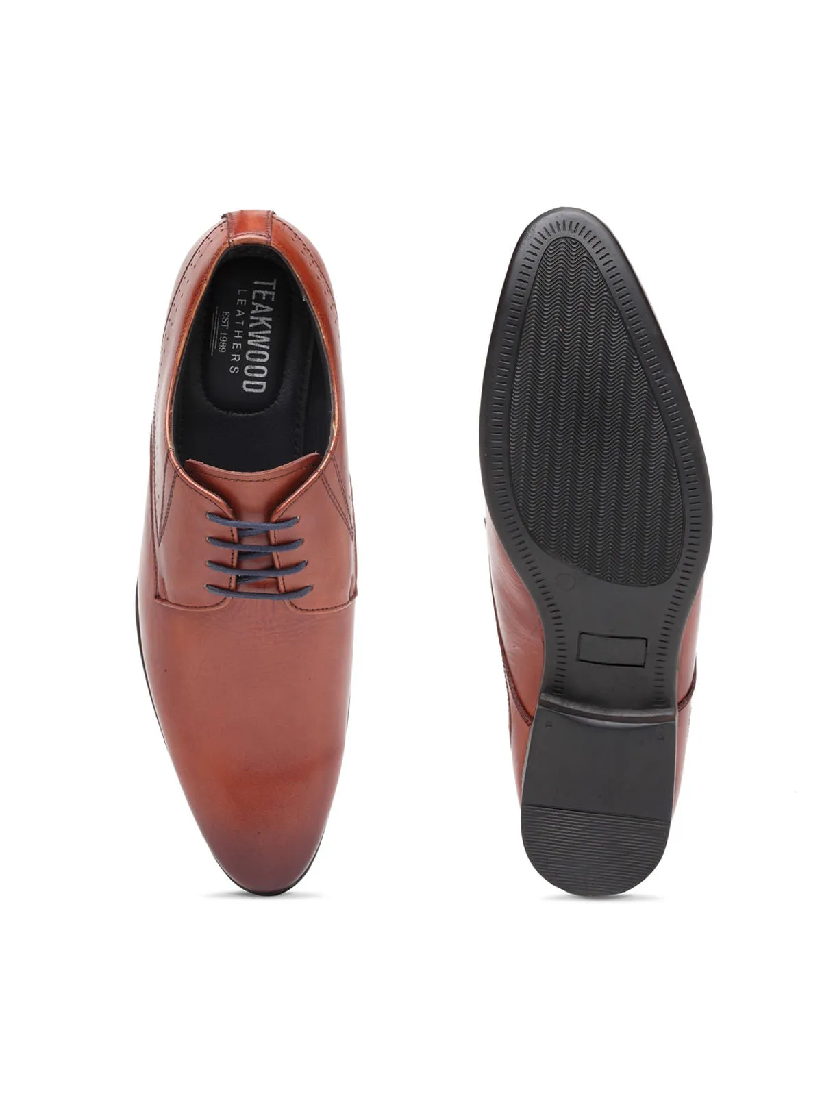 Teakwood Genuine Leather Brown Derby Shoes - Clearance sale