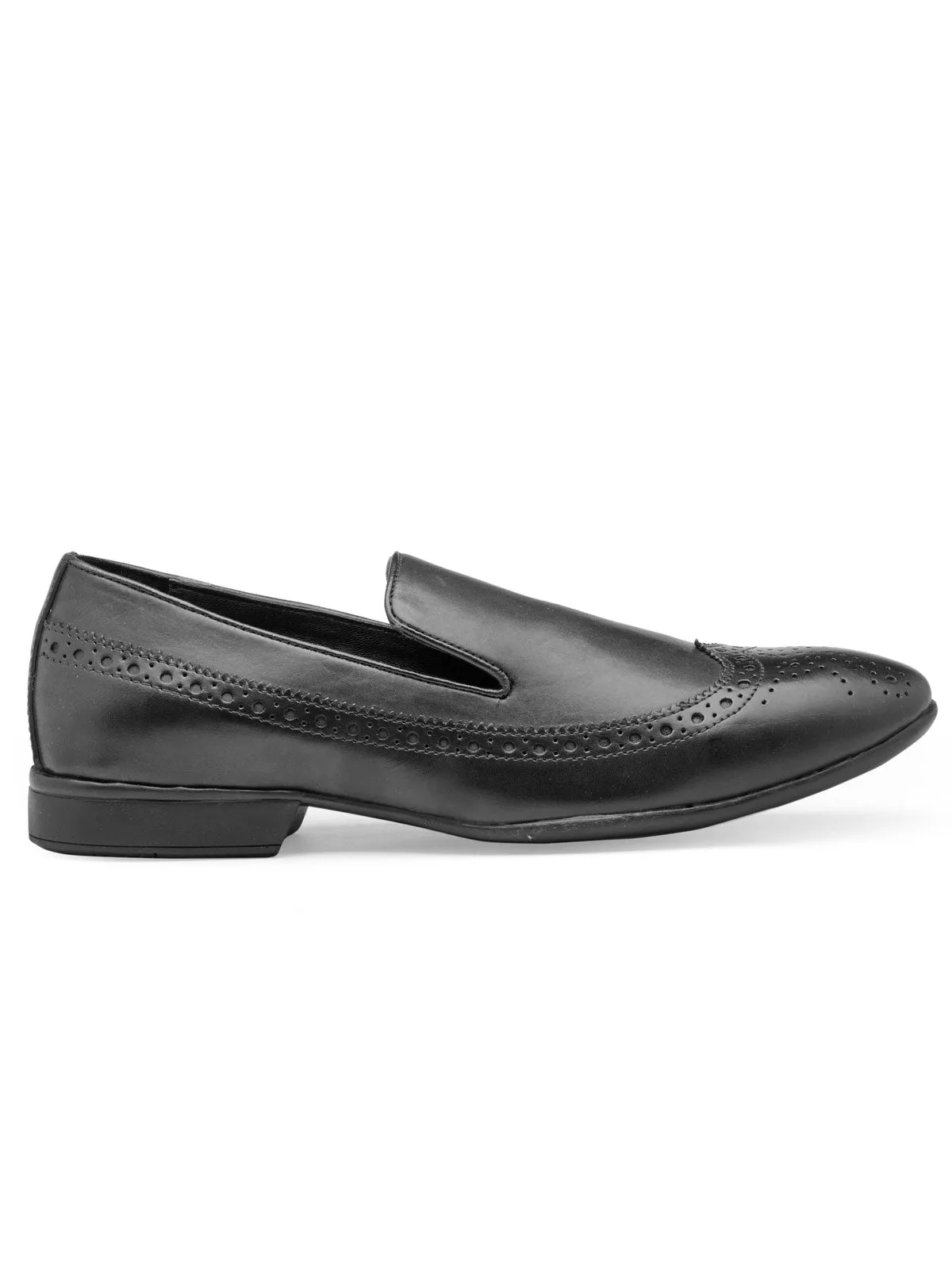 Teakwood Leather Men's Black Slip-ons Shoes