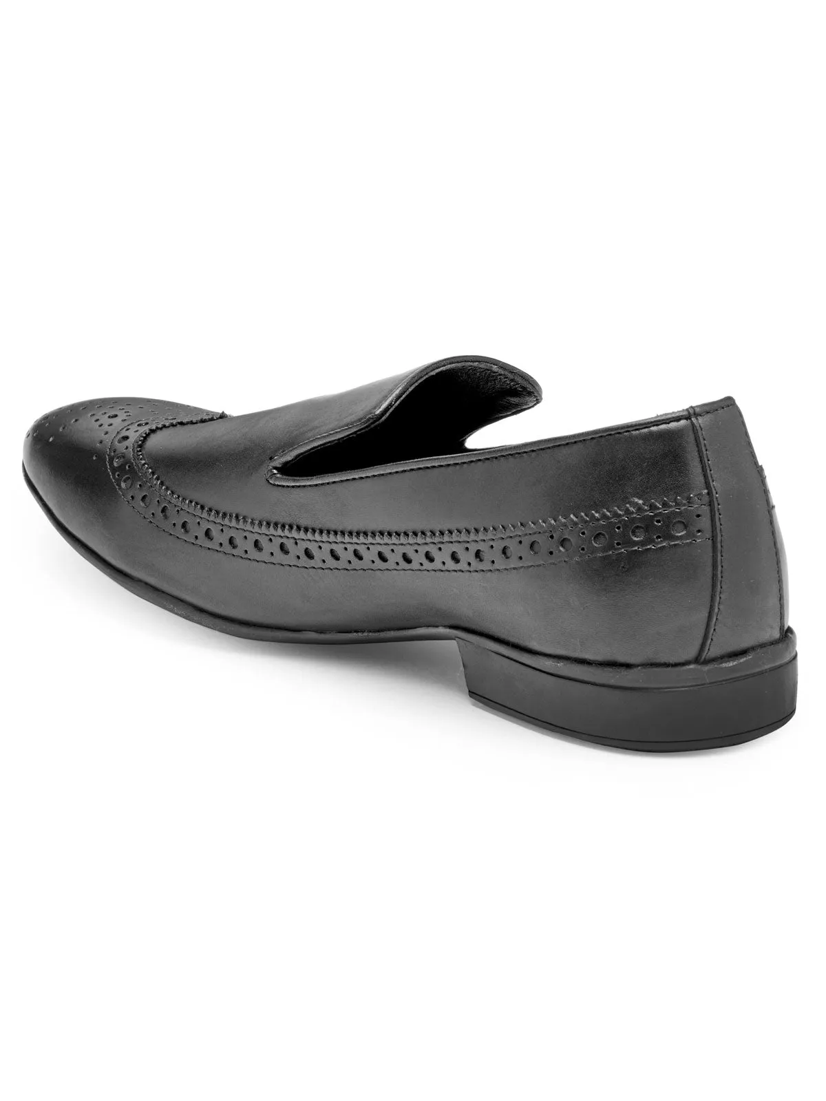 Teakwood Leather Men's Black Slip-ons Shoes