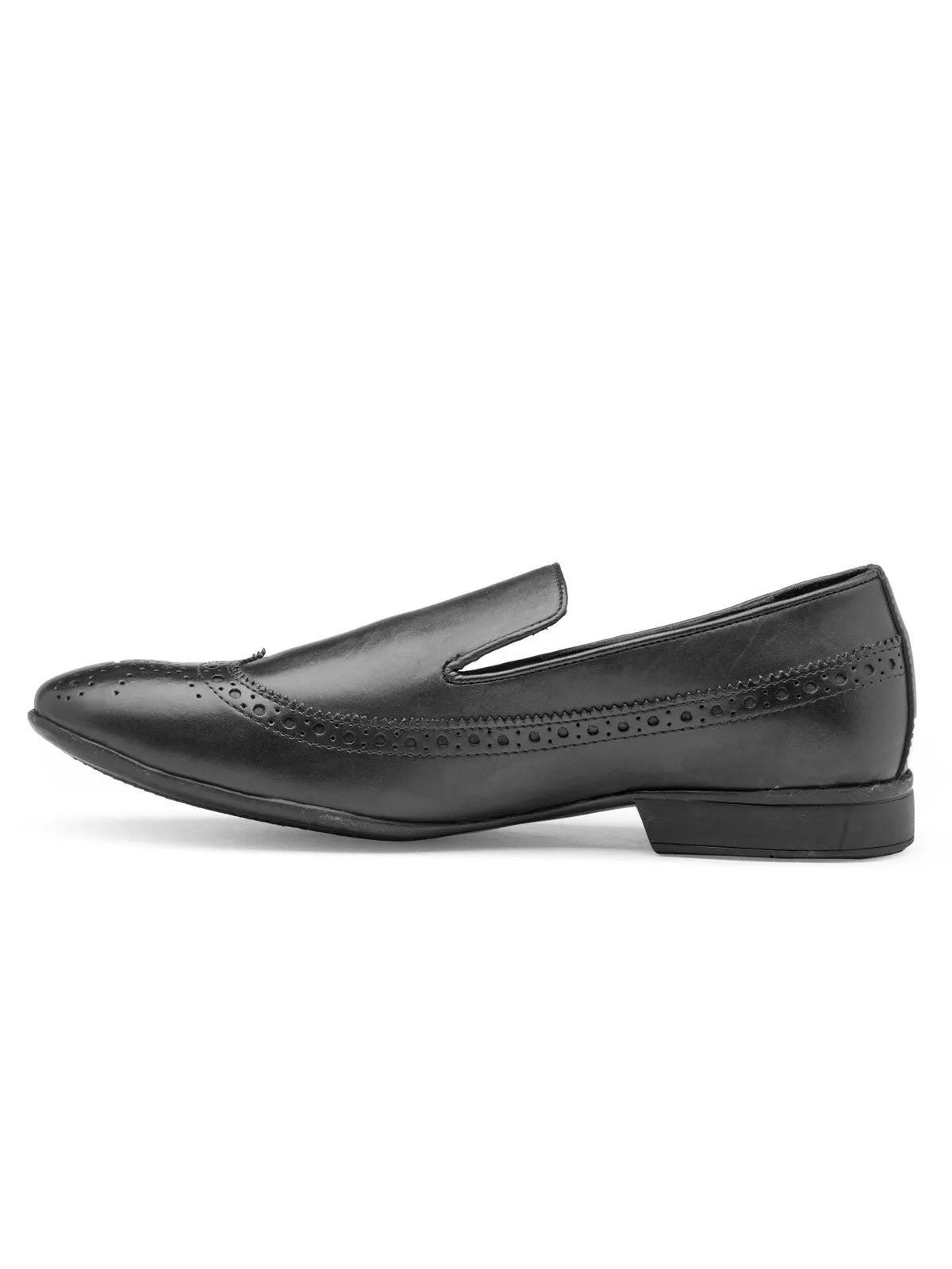 Teakwood Leather Men's Black Slip-ons Shoes