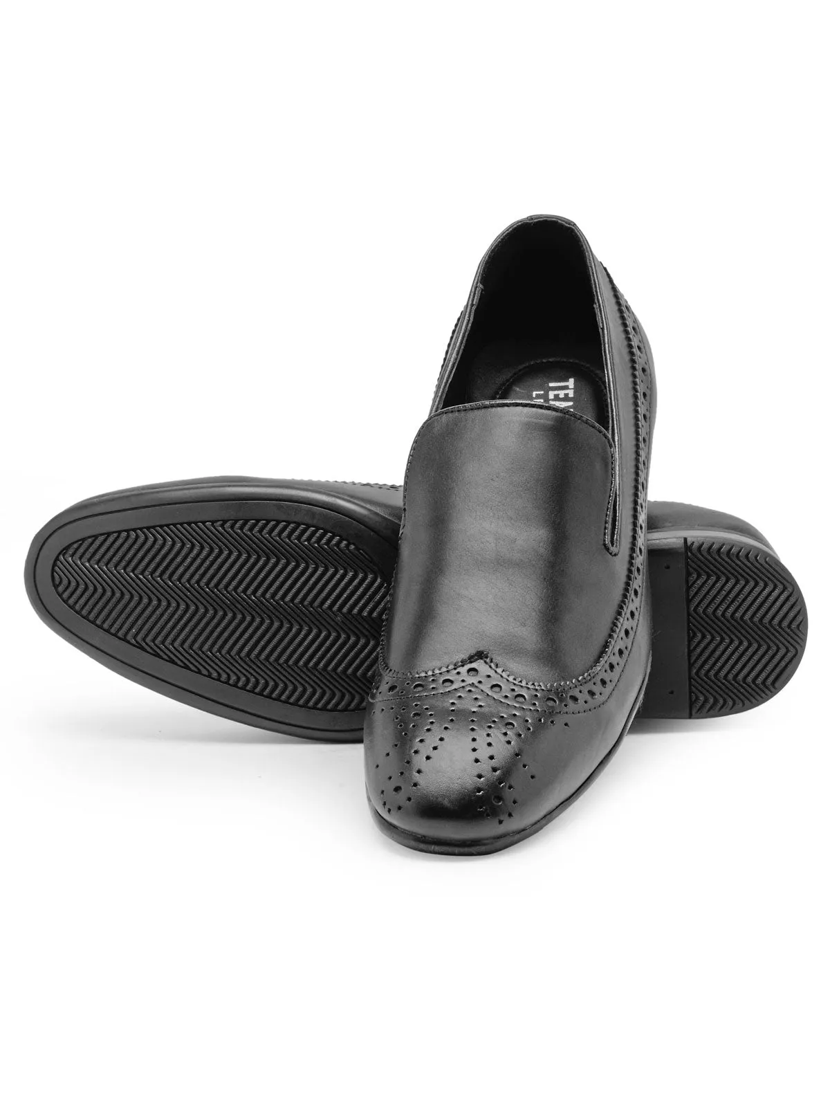 Teakwood Leather Men's Black Slip-ons Shoes