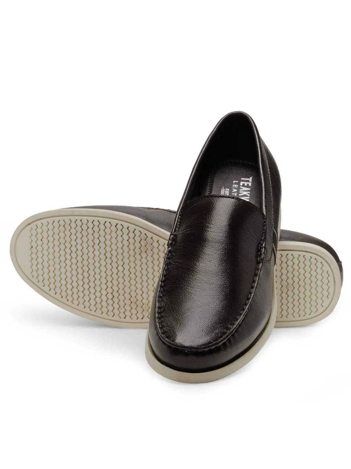 Teakwood Leather Men's Brown Slip-ons Shoes