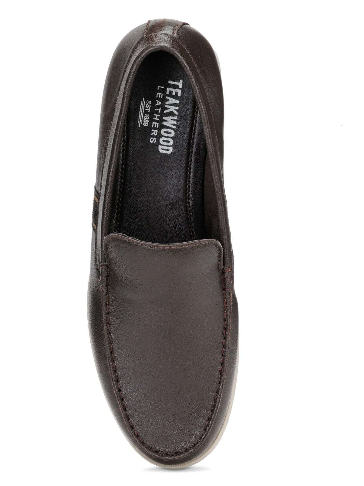 Teakwood Leather Men's Brown Slip-ons Shoes