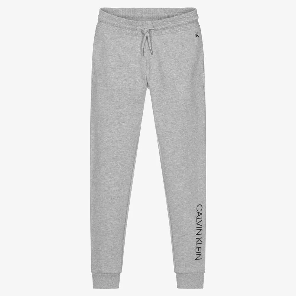 Teen Boys Grey Organic Cotton Logo Joggers