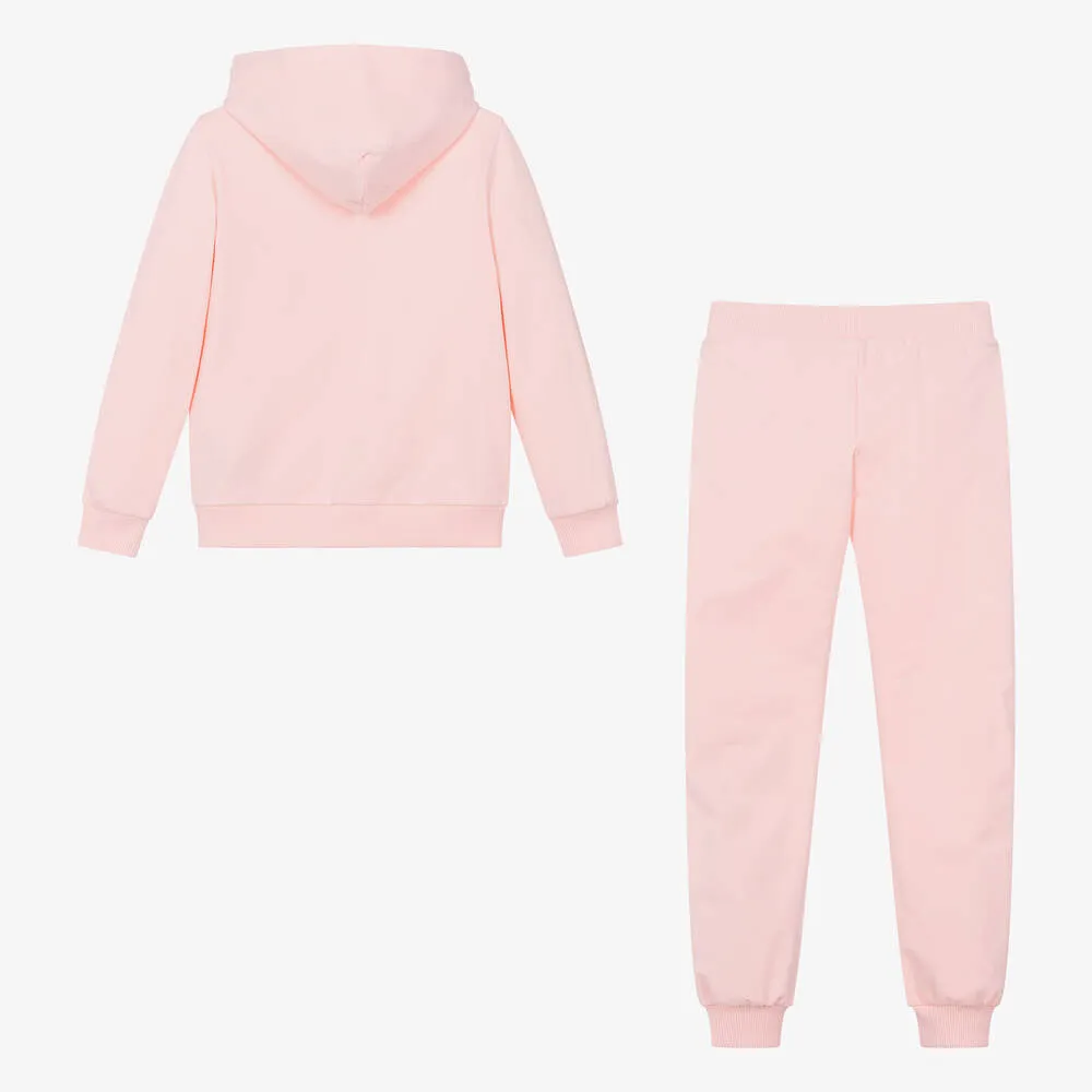 Teen Girls Pink Cotton Hooded Tracksuit