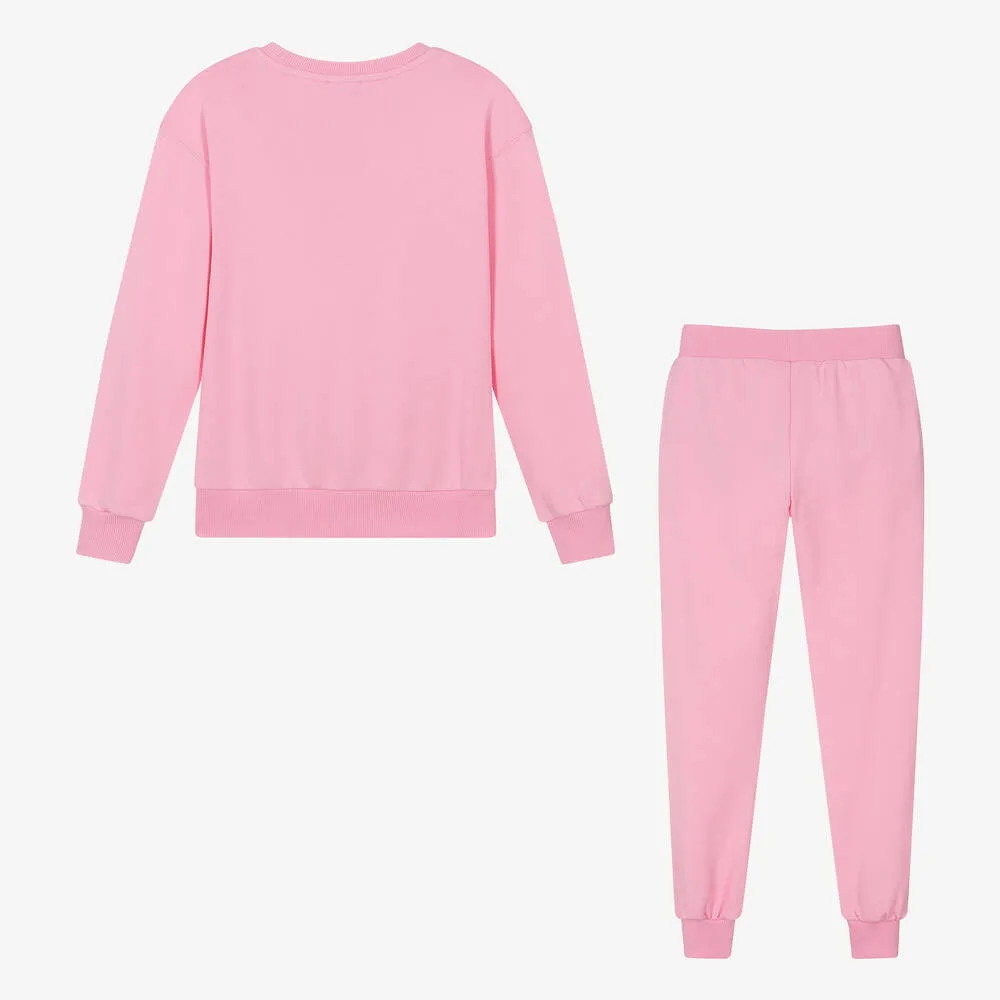 Teen Girls Pink Cotton Teddy Bear Tracksuit