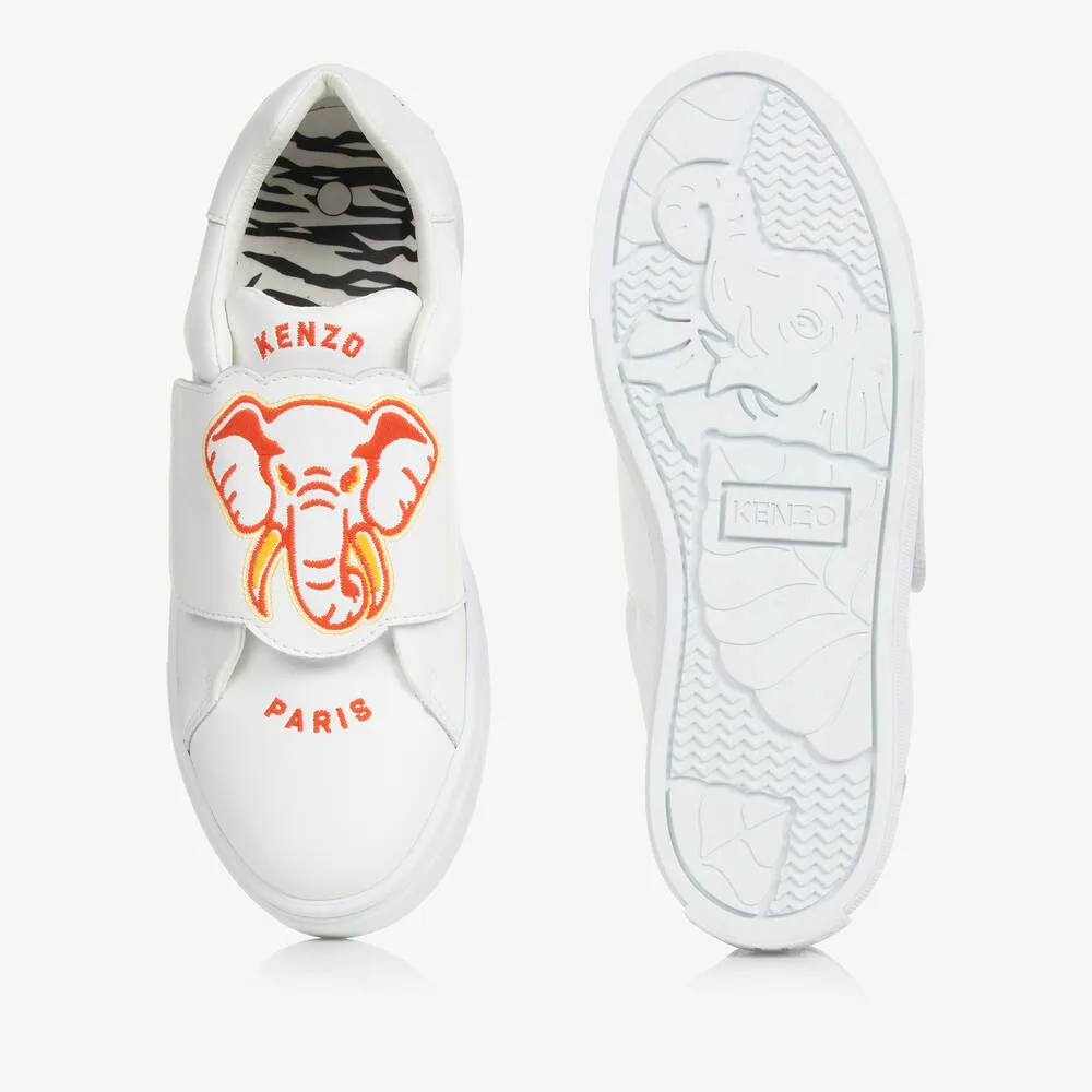 Teen Ivory Leather Elephant Trainers