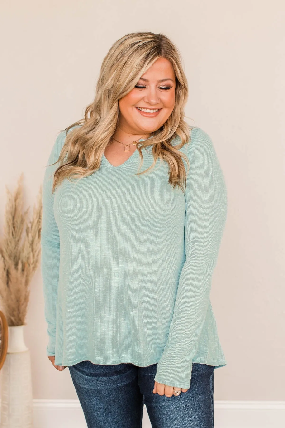 Aqua Thank Me Later Ribbed Knit Top