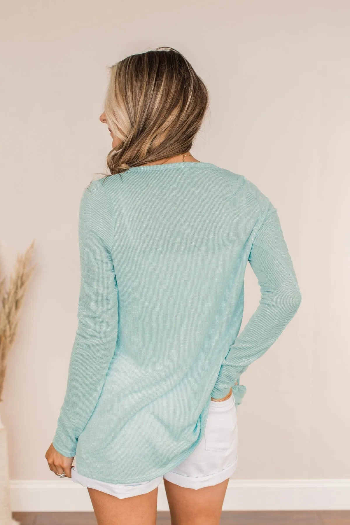 Aqua Thank Me Later Ribbed Knit Top