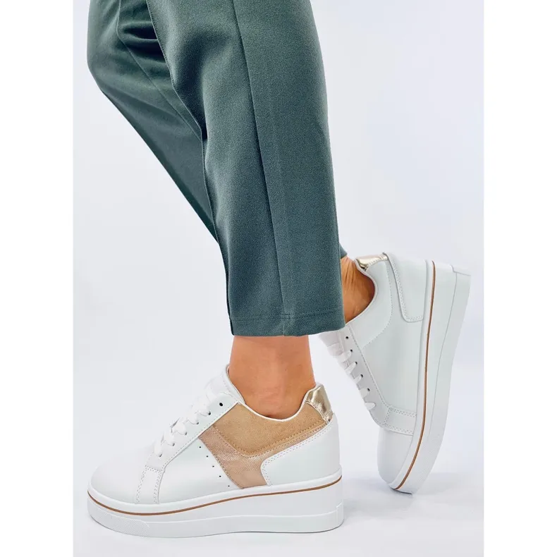 Tobey Beige wedge sneakers white