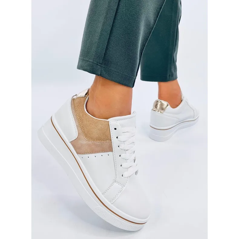 Tobey Beige wedge sneakers white