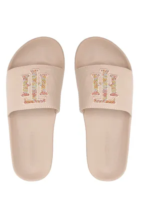 Tommy Hilfiger Women's Beige TH Logo Slides