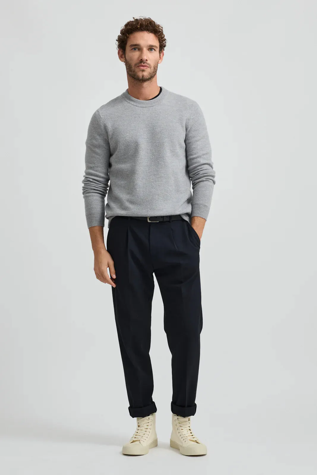 Toorallie Boiled Knit Crew Mid Grey