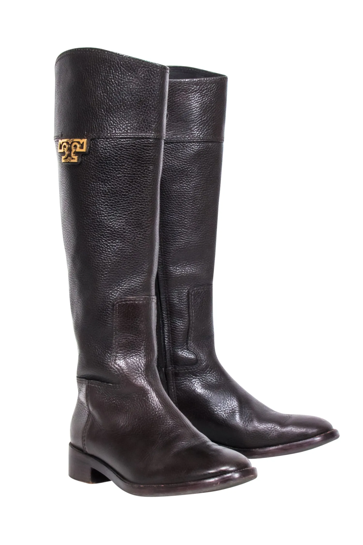 Tory Burch - Brown Pebbled Leather Riding Boots Sz 8.5