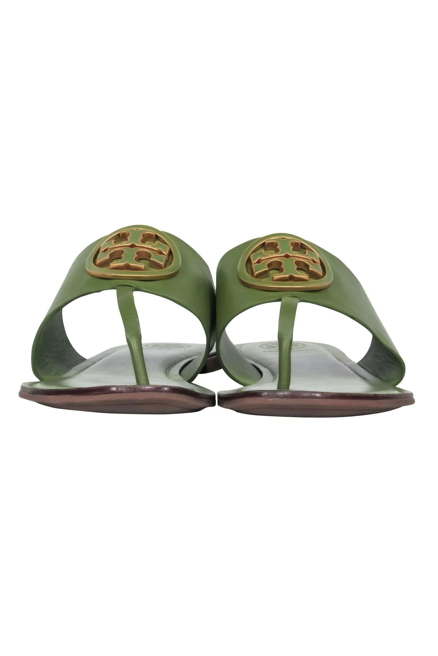 Tory Burch – Green Leather Thong Flat Sandals Sz 9.5