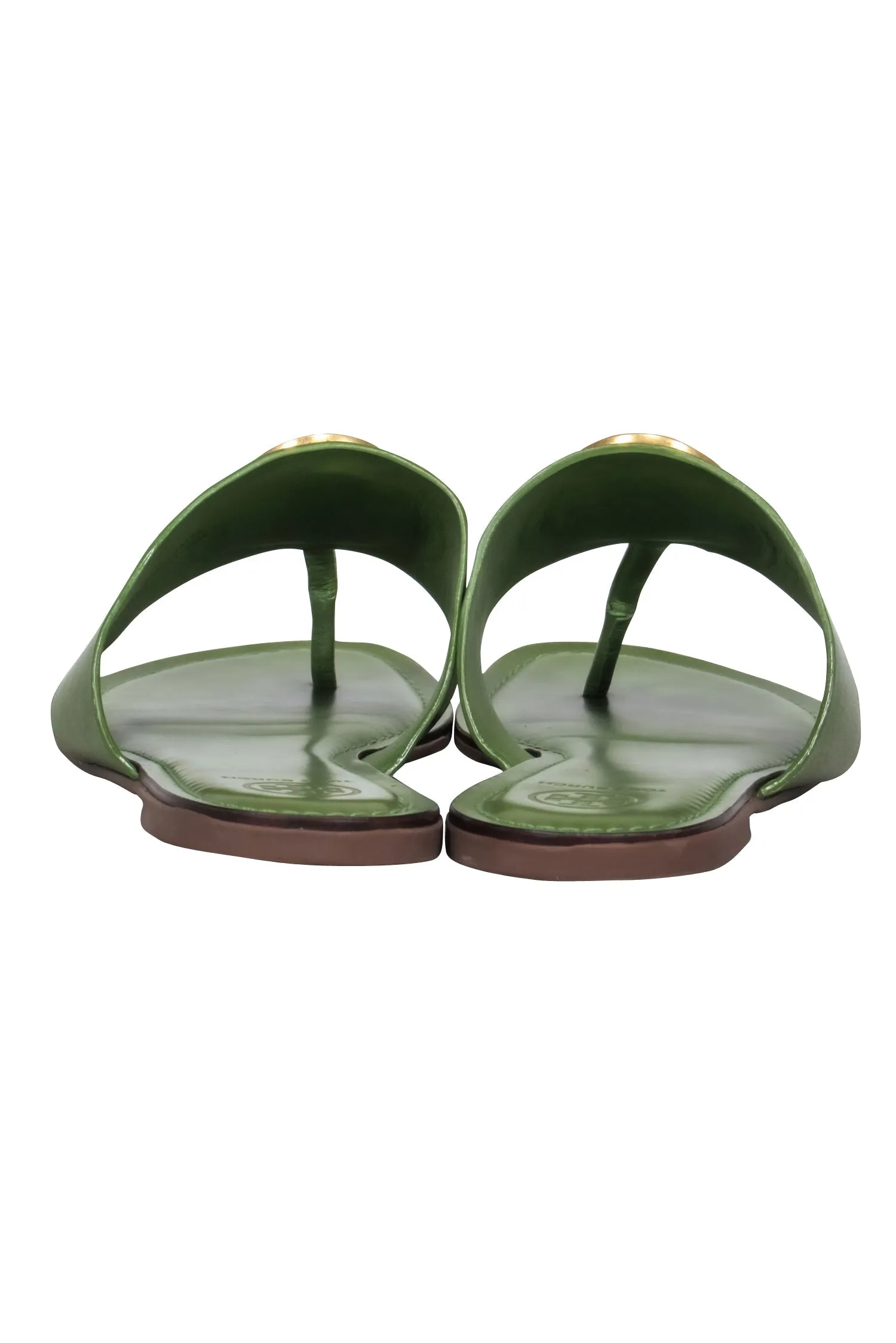 Tory Burch – Green Leather Thong Flat Sandals Sz 9.5