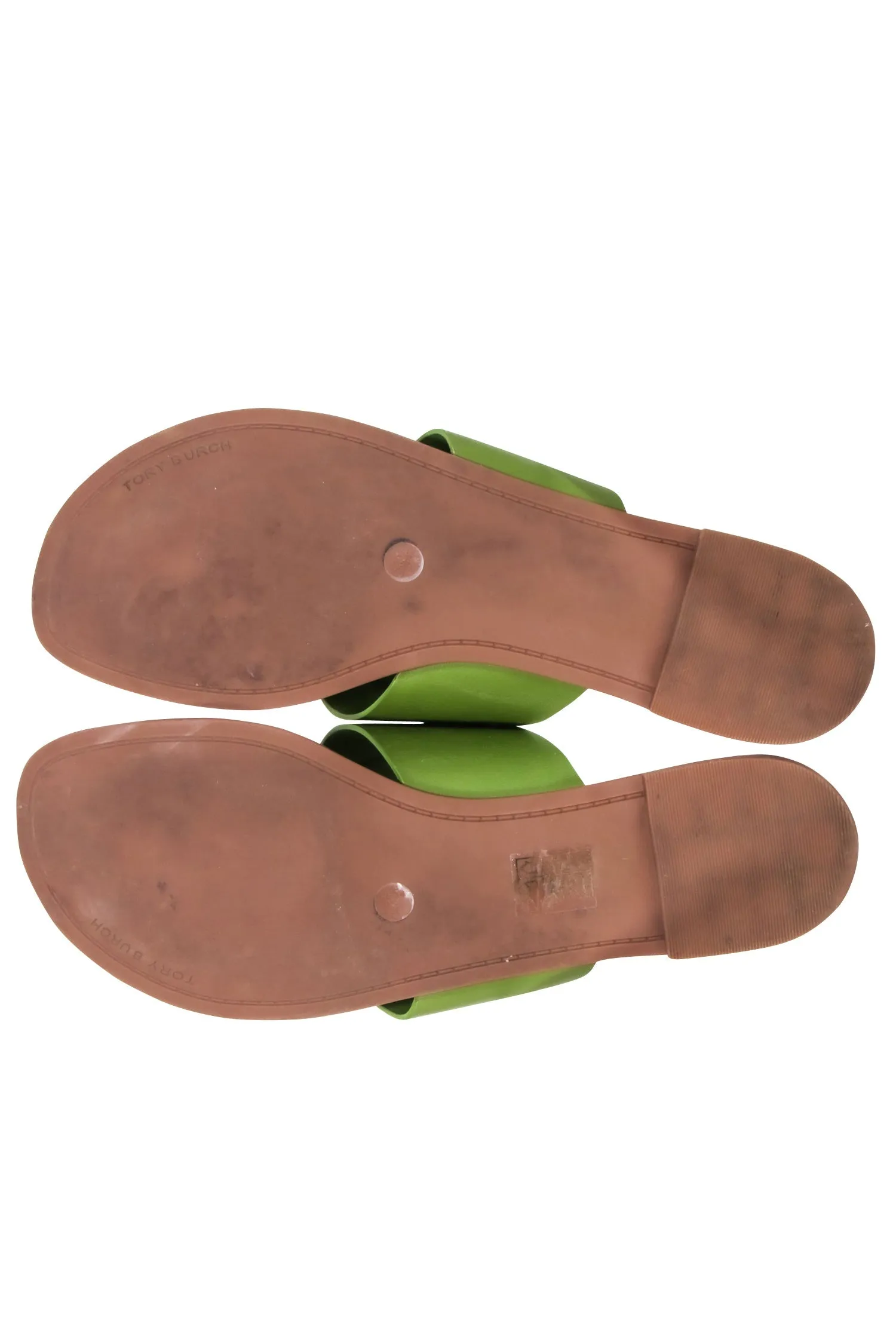 Tory Burch – Green Leather Thong Flat Sandals Sz 9.5