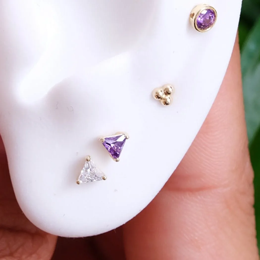 Triangle Amethyst Stud Earrings