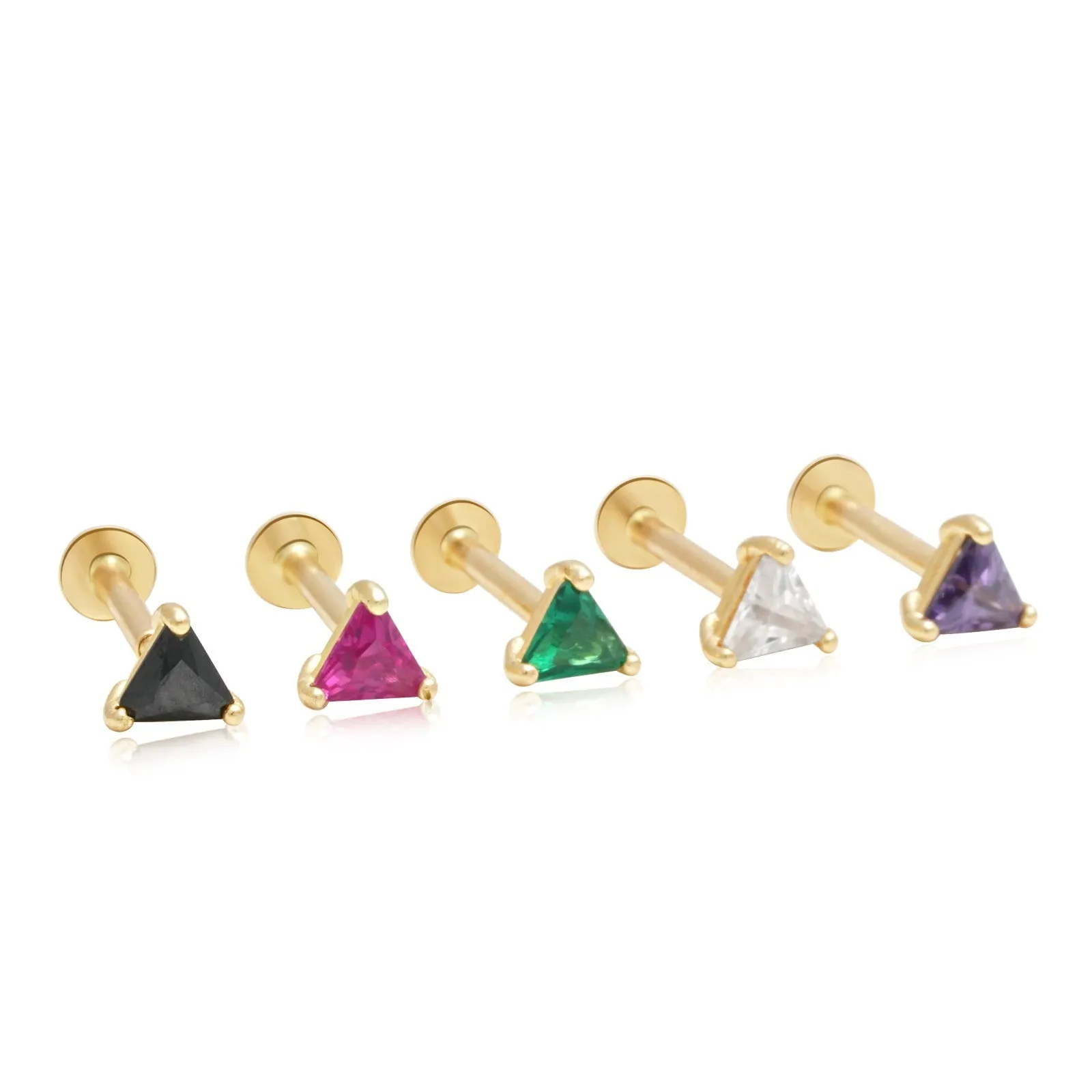 Triangle Amethyst Stud Earrings