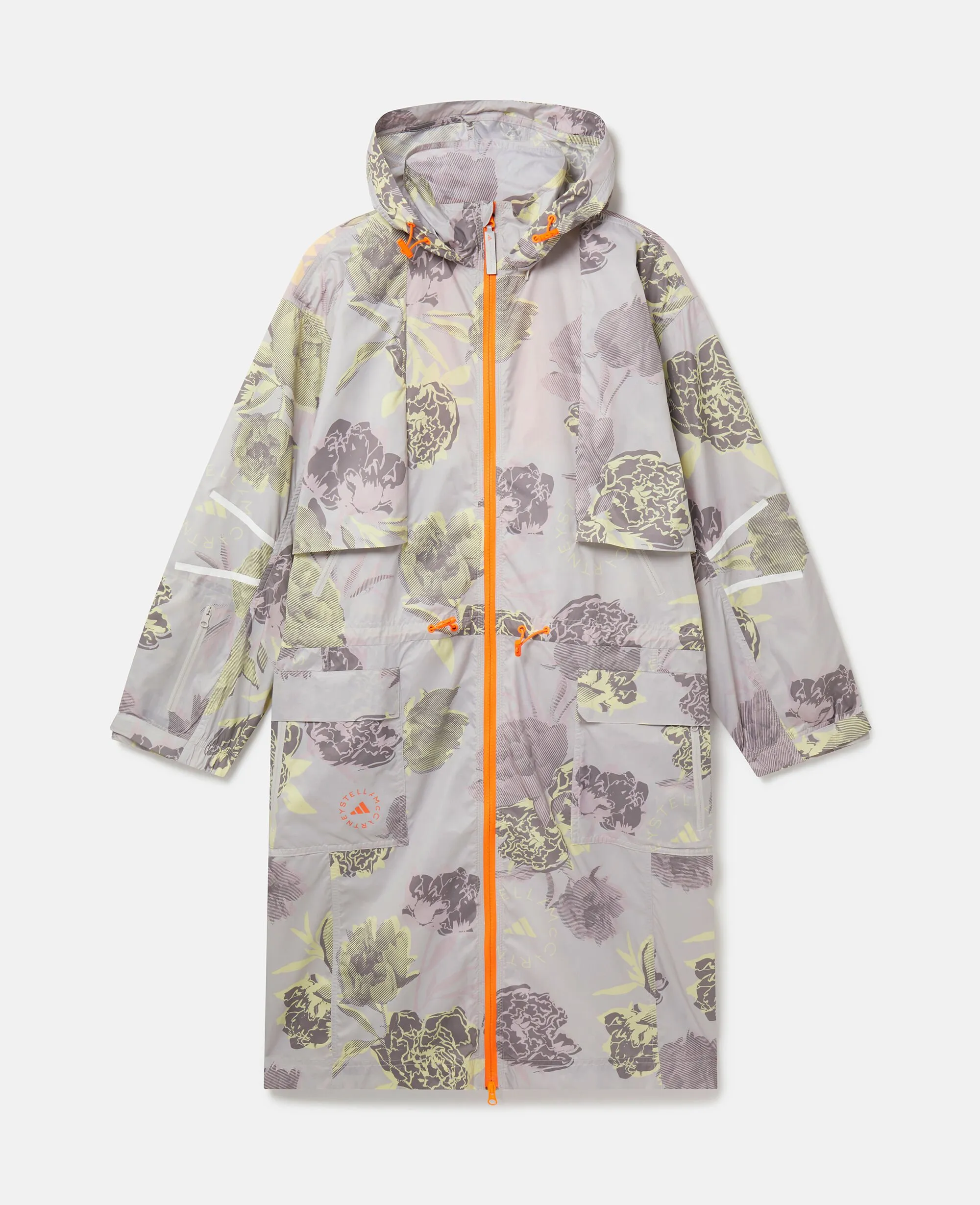 Long Parka Coat with Carnation Print by TrueCasuals