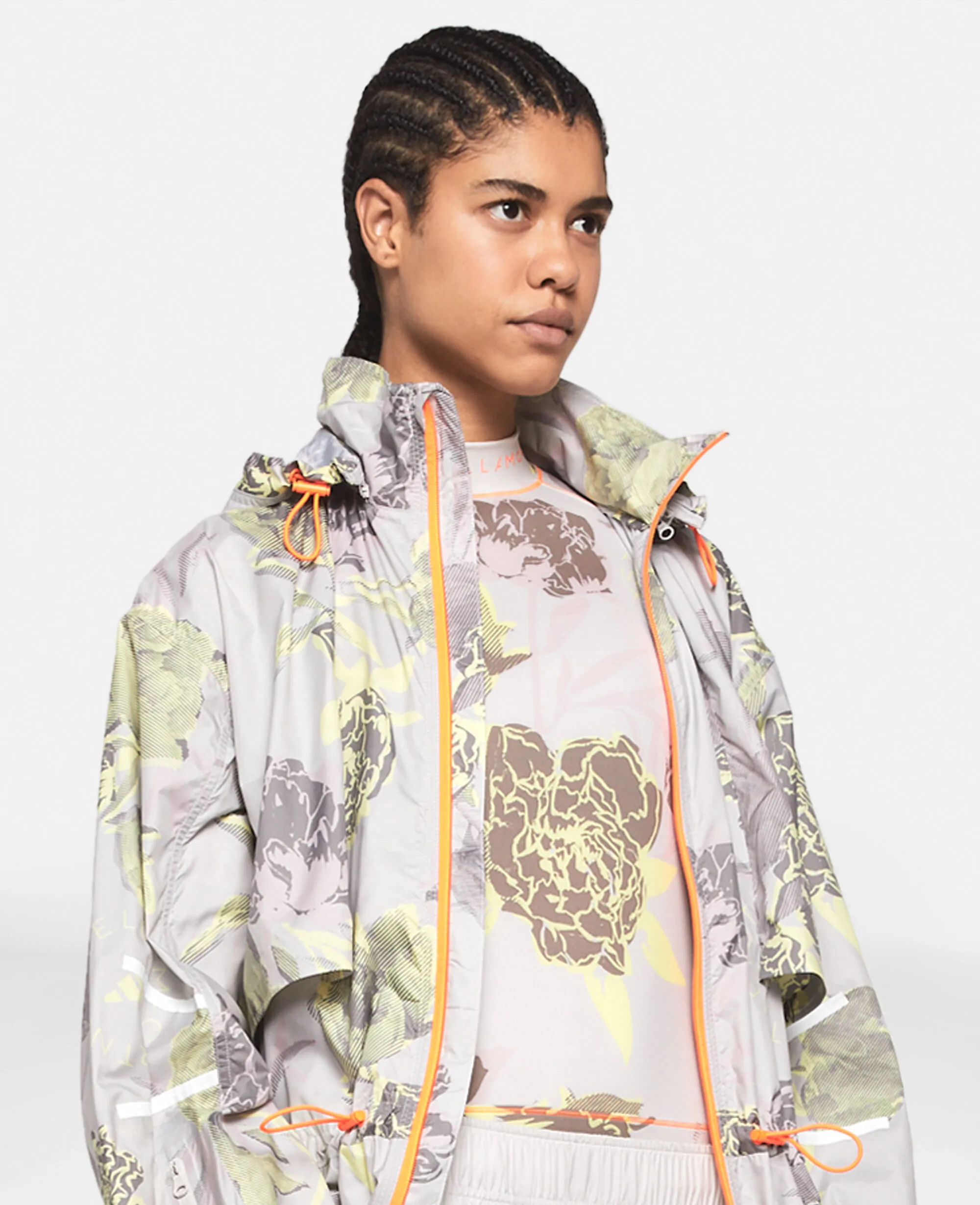 Long Parka Coat with Carnation Print by TrueCasuals