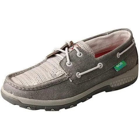 Twisted X Women's Grey Boat Shoe Driver Moc with CellStretch