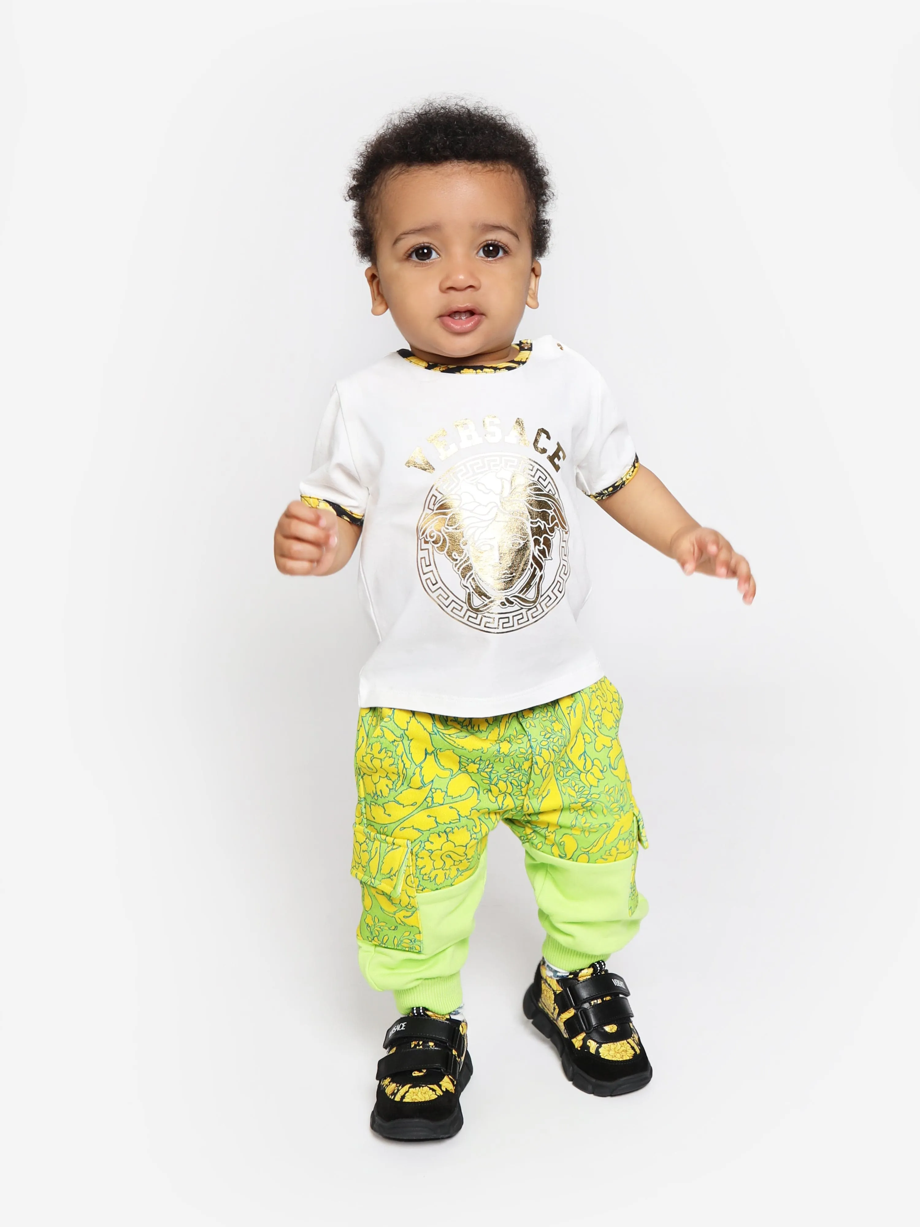 Versace Baby Boys Barocco Joggers in Green