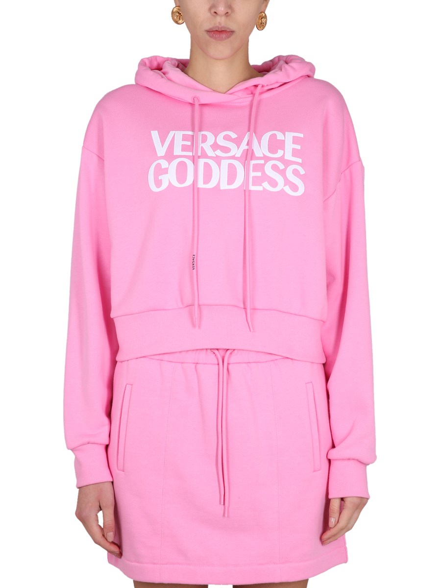 Cropped logo cotton sweatshirt by VERSACE