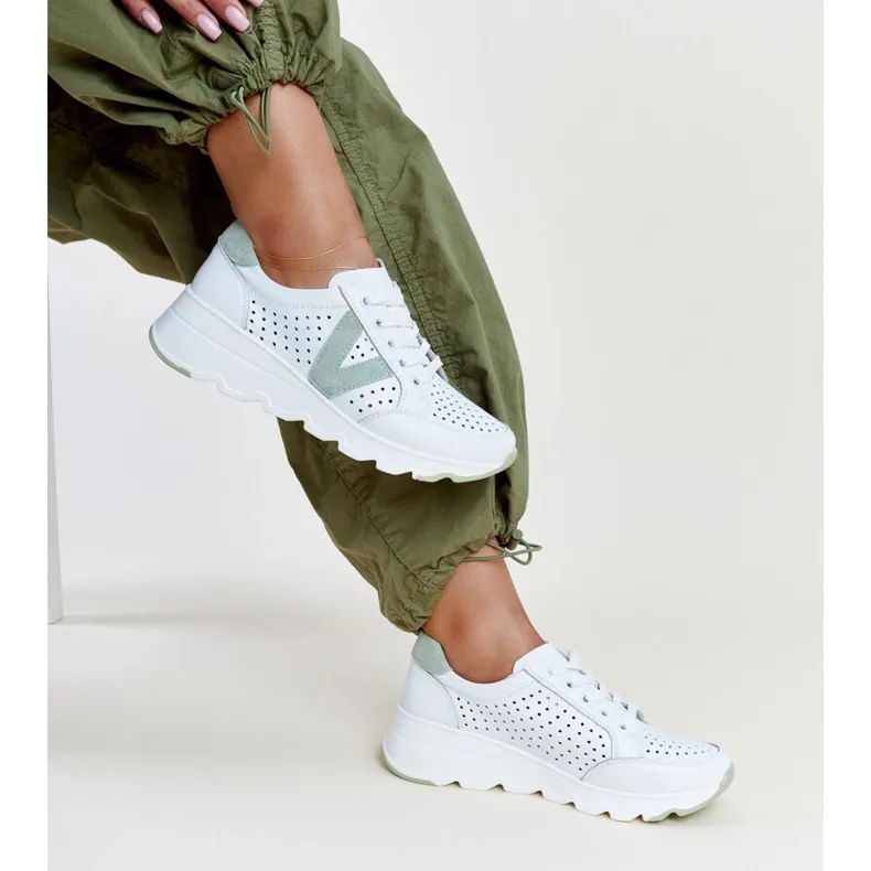 Vinceza white leather openwork sneakers