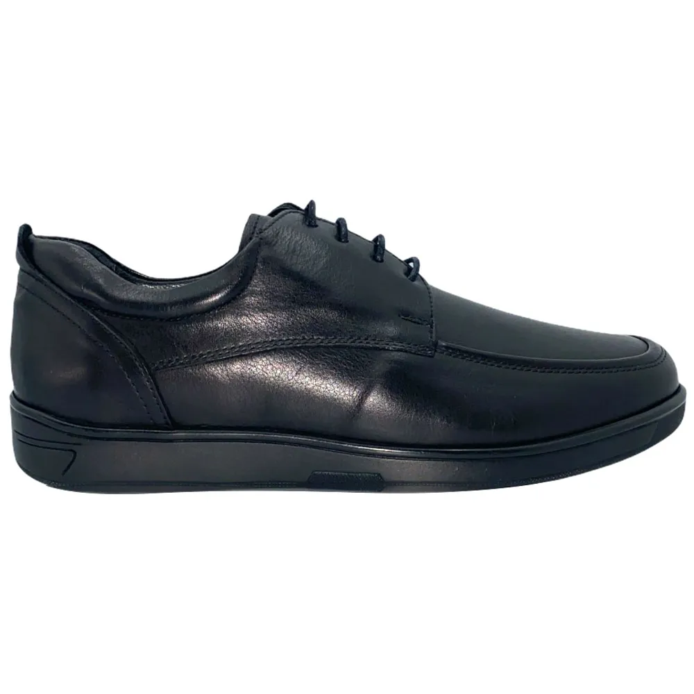 Vinci Leather The Atlanta Black Leather Casual Derby Shoe (10388)