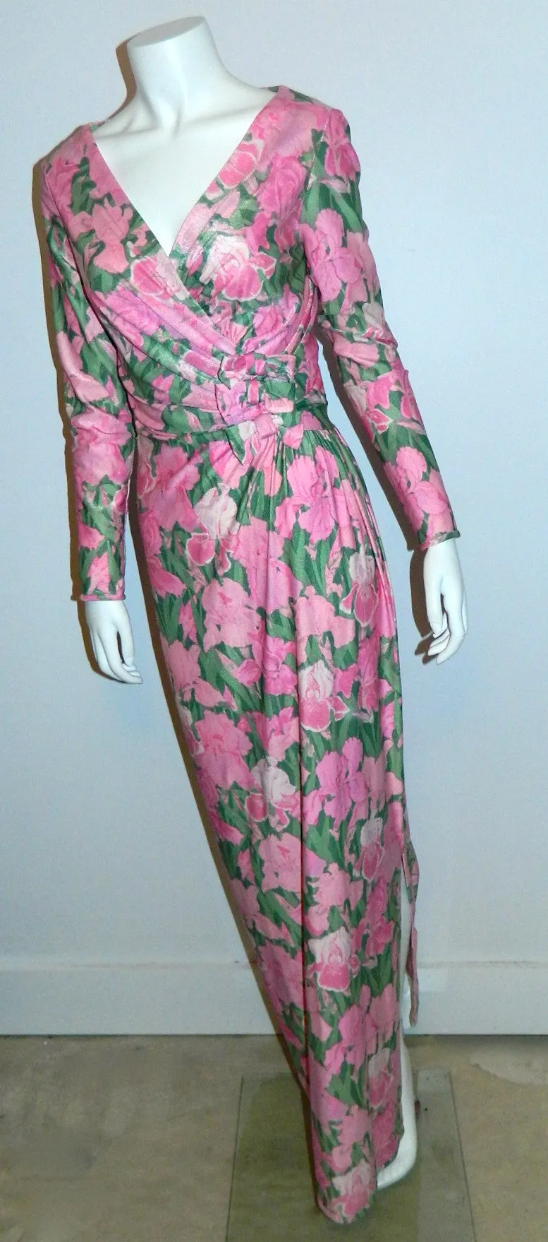 vintage 1970s Iris print dress Robert- David Morton maxi gown S