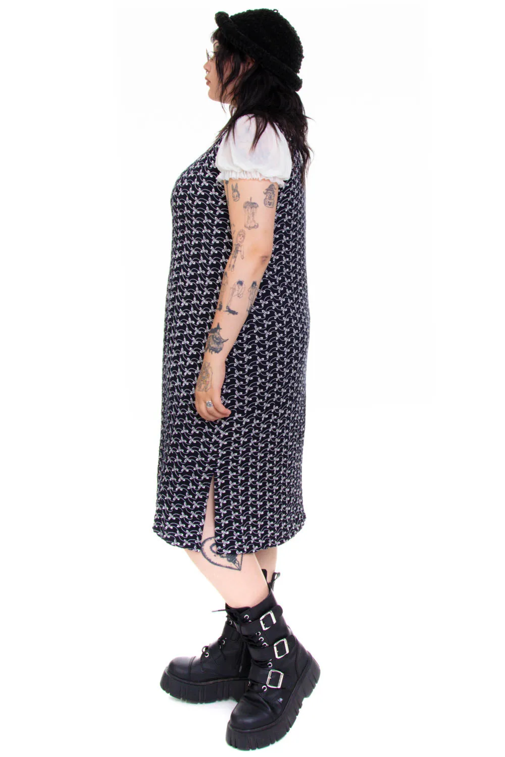 Vintage Y2K Flower Embroidered Tank Dress - XL