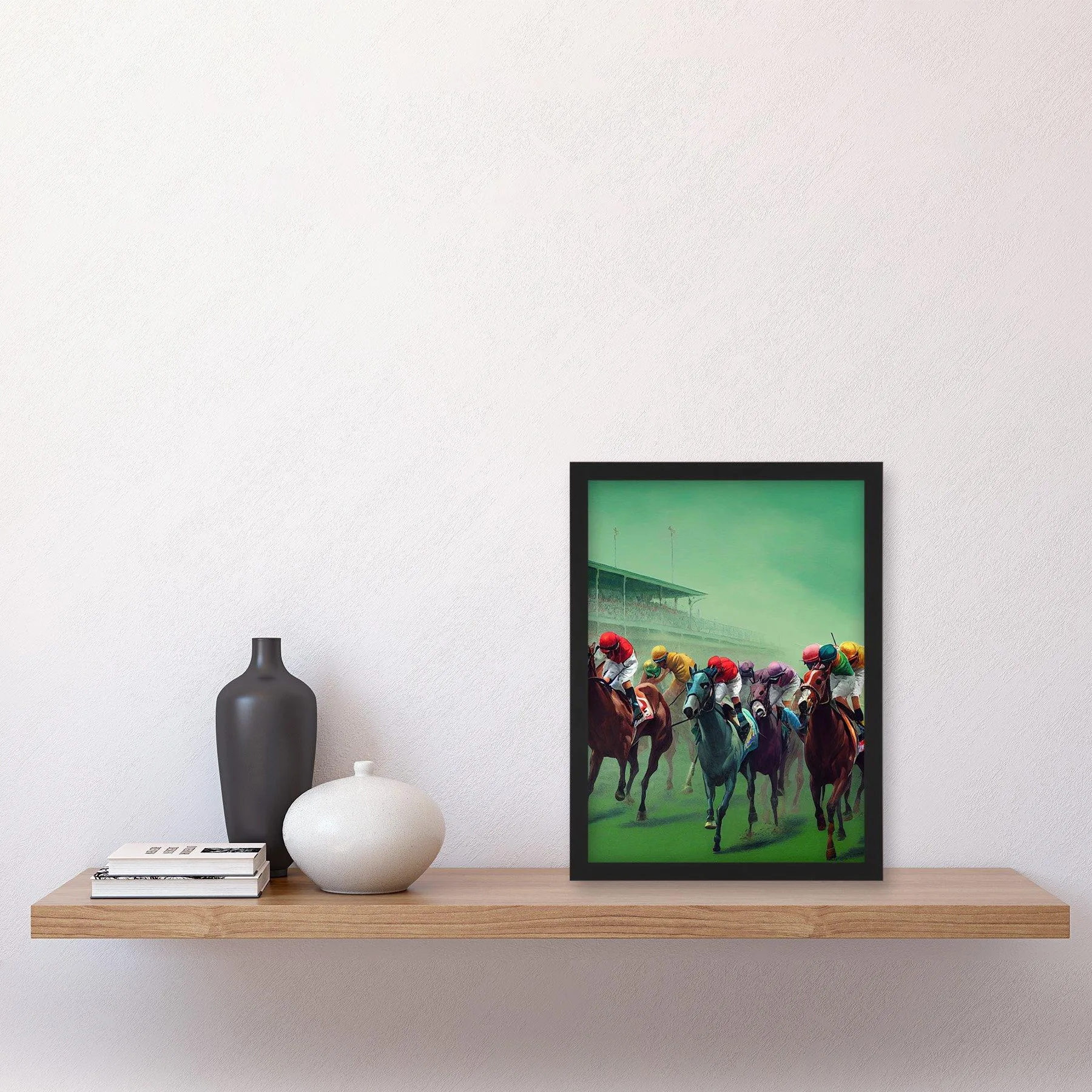 Wall Art & Pictures | Kentucky Derby Horse Racing Jockeys Modern Oil Painting Artwork Framed Wall Art Print A4 | Artery8