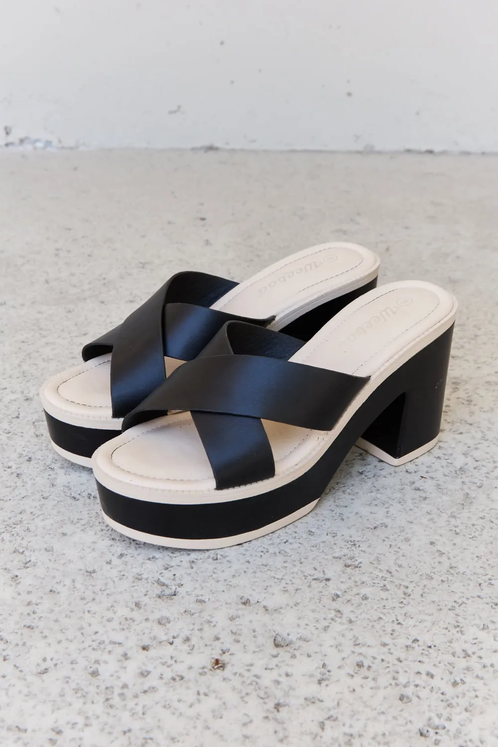 Weeboo Black Contrast Platform Sandals - Cherish Stylish Moments.