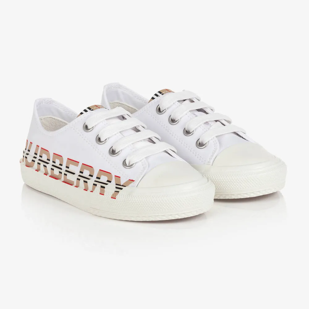 White Logo Lace-Up Trainers