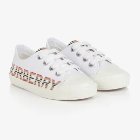 White Logo Lace-Up Trainers