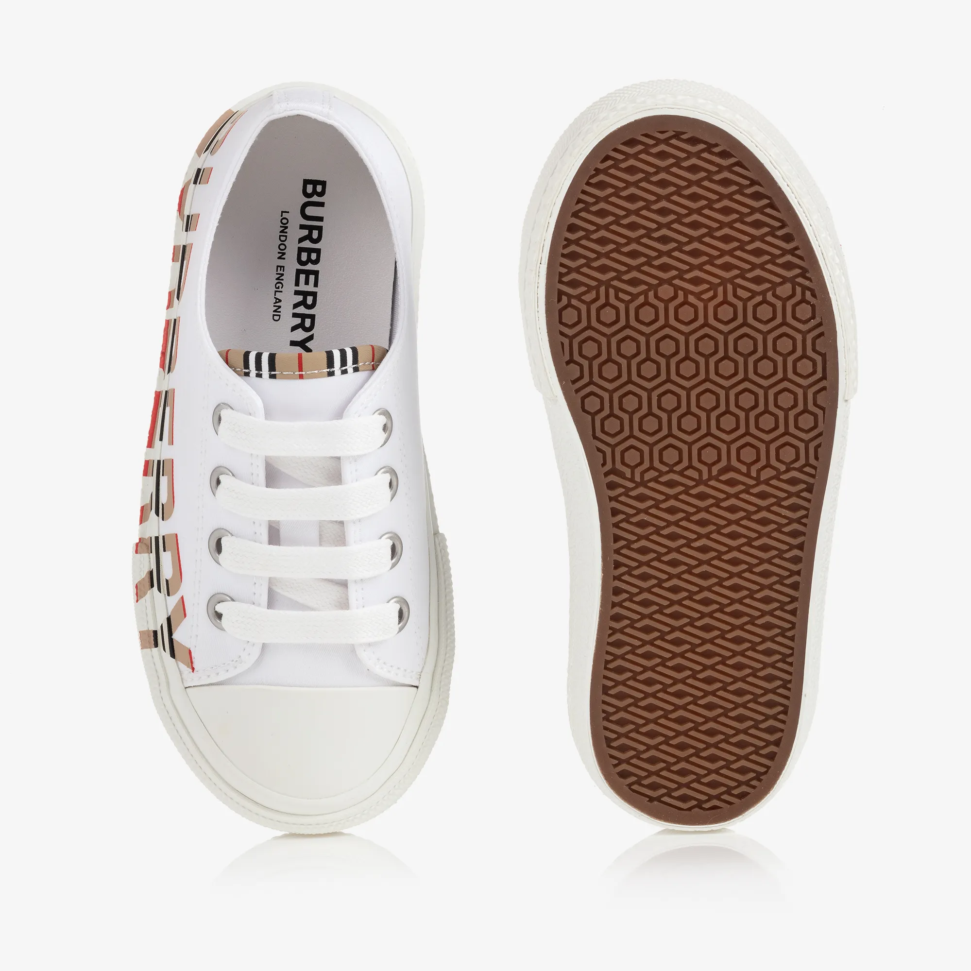 White Logo Lace-Up Trainers