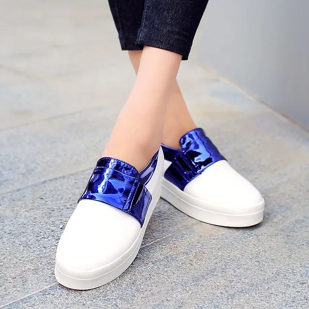 Metallic Blue Sneakers with Hidden Wedges