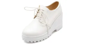 Lace Up Oxfords with White Platforms