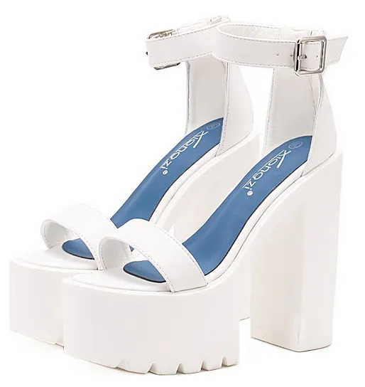 White Strappy High Heel Sandals