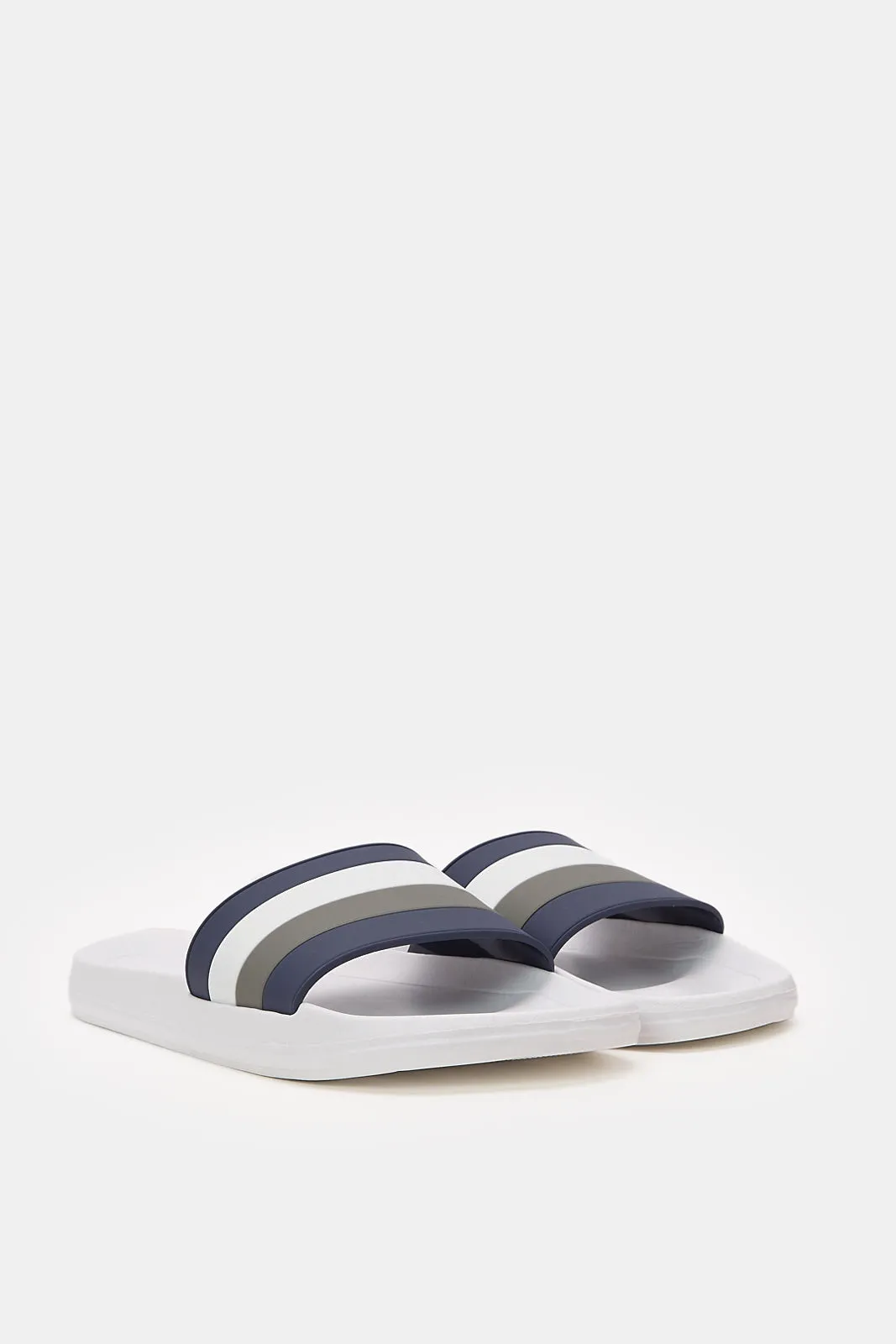 White Stripe Padded Slide