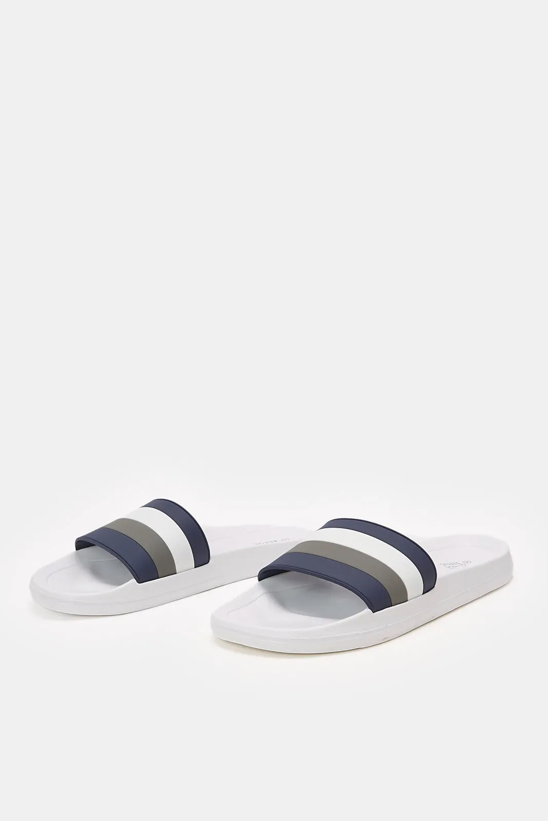 White Stripe Padded Slide