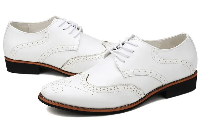 White Vintage Leather Lace Up Mens Oxfords Flats Dress Shoes