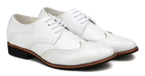 White Vintage Leather Lace Up Mens Oxfords Flats Dress Shoes