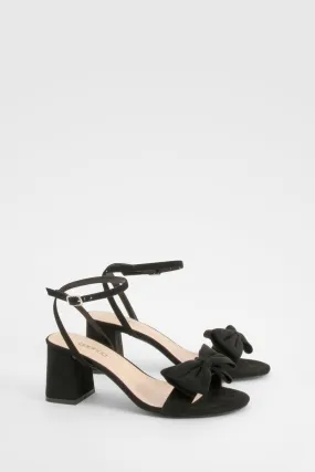 Wide Fit Bow Low Block Two Part Heels